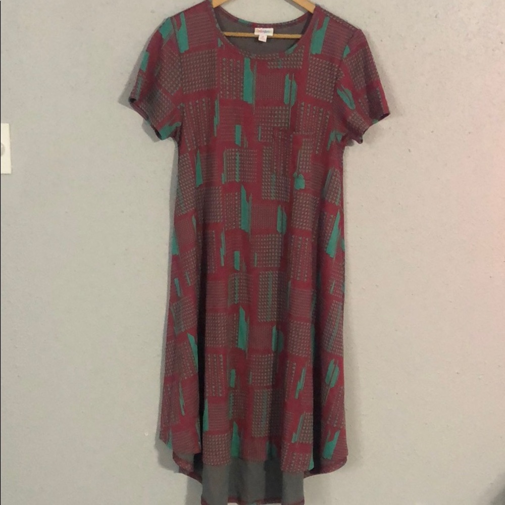 LuLaRoe Turquoise and Dark Pink Dress Medium